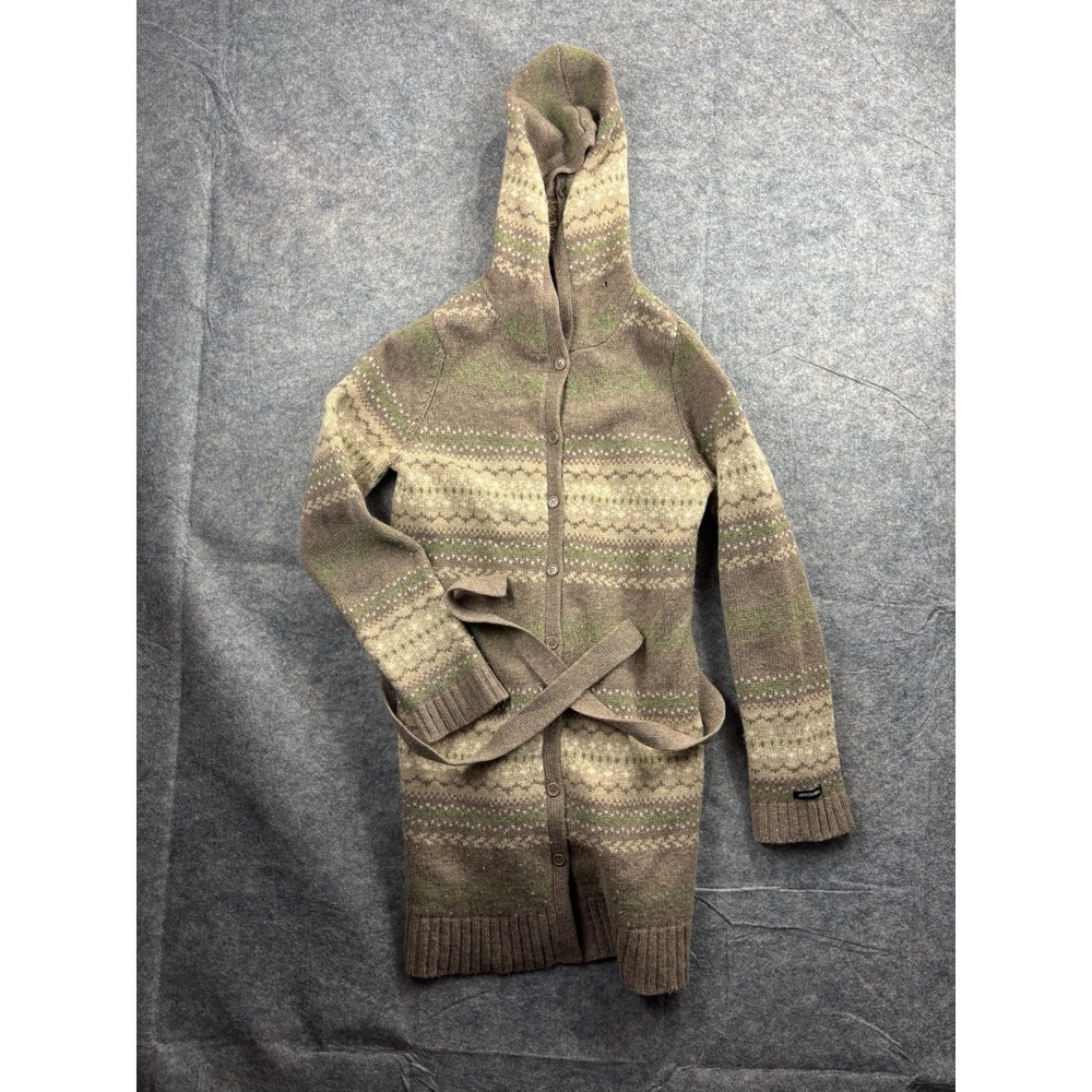 Y2K VTG Abercrombie & Fitch Funky Knit 100% Lambswool Belted Cardigan Size M SEE